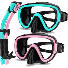Bairuifu Dry Snorkel Mask Set Snorkeling Gear for Adults Scuba Diving Mask Swimming Glasses Swim Dive Mask Nose Cover Free Diving