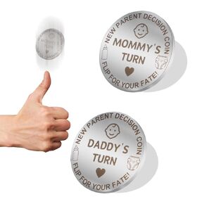 New Parents Decision Coin Baby Gifts for Mom and Dad, Funny New Mom Gifts for Pregnant Women, Baby Shower Christmas Birthday Halloween Thanksgiving Gift for First Time Daddy Mommy Double Sided
