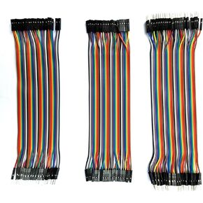 Breadboard Wires Jumper Wires Dupont Cable 120pcs Multicolored 20cm 40 pin Male to Female,Male to Male,Female to Female Breadboard Jumper Wires Ribbon Cables Kit Raspberry Pi 2 3