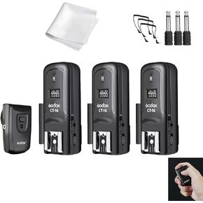 Godox CT-16 Wireless Radio Flash Trigger Receiver Kit, 16 Channel 2.4GHz Wireless Flash Trigger Kit (1x Transmitter+3X Receiver), Compatible for Canon Nikon Pentax DSLR Camera