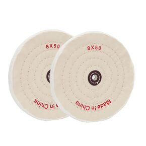 BWINKA 2-Piece 8" Double Stitched 100% Cotton Buffing Wheel Cotton Polishing Grinder 50 ply (8x50)