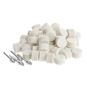 100PCS 1" Wool Felt Polishing Pads Buffing Wheel with 4 Connecting Rods Shank Grinding Bits Girnder Head Buffer Wheel Polishing Kit for Rotary Tools