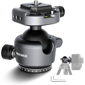 NEEWER GM41 Low Profile Tripod Ball Head, 40mm Metal Panoramic Camera Mount Adapter with 1/4" Arca Type QR Plate Compatible with Peak Design Capture Camera Clip, 360° Swivel & 90° Tilt, Max Load 22lb