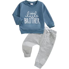 Toddler Baby Boy Clothes Little Brother Letter Print Sweatshirt Pants Clothing Set Fall Winter Infant Boy Outfits