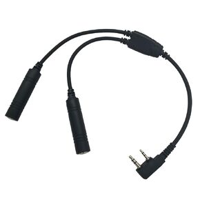 2 Pin K1 to Airbus Adapter Aviation Intercom Splitter U174 Conversion Cable Ga Headset Helicopter Aircraft Headphone for Baofeng Radio