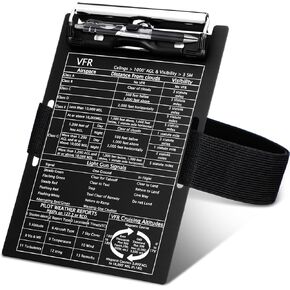 Aluminum Pilot Kneeboard VFR Aviation Kneeboard Knee Boards Pilot Notepad Pilot Writing Board with Pen Holder and Elastic Strap for Pilots Writing Gifts (Black,7.87 x 5.12 Inch)