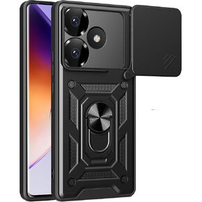 Ysnzaq Armor Case for Xiaomi Poco F6 /Redmi Turbo 3, Military Grade Durable Shockproof Protective Phone Case with Kickstand for Xiaomi Redmi Turbo 3 /Poco F6 SJ Black