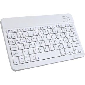 Ultra-Slim Bluetooth Keyboard Compatible with iPad, iPad Air, iPad Pro, iPad Mini, Wireless Keyboard Compatible with Tablet, Apple iPhone, MAC, Laptop, Rechargeable Low Profile Keyboard, White