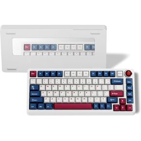 BOYI YK82 75% Aluminum Alloy Mechanical Keyboard,Gasket Hot Swappable Custom Keyboard,BT5.0/2.4G/Type-C Triple Mode South-facing RGB,Pre-lubed Linear Switches Gaming Keyboard with Knob(Ruby-red Color)