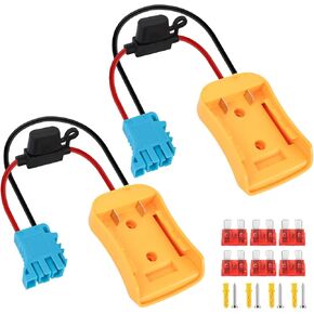 2-Pack Power Wheels Adapter for Dewalt 20V Battery with 12AWG Wire Harness and 40A Fuse, Compatible with Peg-Perego Ride-on Cars
