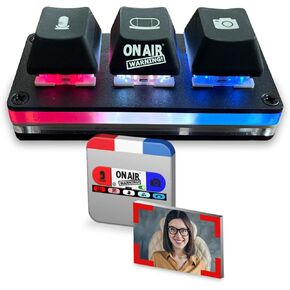 MuteSwitch Smart Mute Button for Mic, Cam and Both. Illuminated 3 Key Control, Custom Color Indicator LED’s & in-Meeting Light. Free App Install Required. Mac & PC. Zoom, Teams, Meet, Webex & More!
