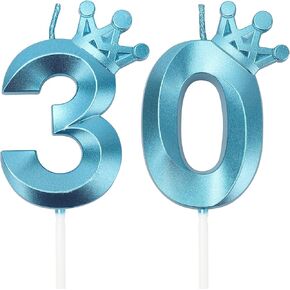 Blue Birthday Candles for Cake, Number Candles Happy Birthday Decorations, 3D Crown Number Cake Candles 18th Birthday Decorations, 18 Candle, 18th Cake Topper Wedding Anniversary Celebration Parties