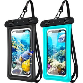 2 Pack Waterproof Floating Phone Pouch IPX8 Floatable Waterproof Phone Case with Lanyard Strap Universal Dry Bags Underwater Case Wallet for iPhone 15,14,13,12Pro Max Samsung,Up to 7.2" for Swimming