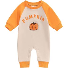 FYBITBO My First Halloween Baby Boy Girl Outfit Hey Boo Pumpkin Jumpsuit Romper Newborn Halloween Onesie Clothes
