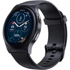 Motorola Moto Watch 120 - Premium Smartwatch for Men with AMOLED Display, 10-Day Battery, Heart Rate & SpO2 Tracking, Fitness & Health Monitoring, Compatible with Android and iPhone - Phantom Black