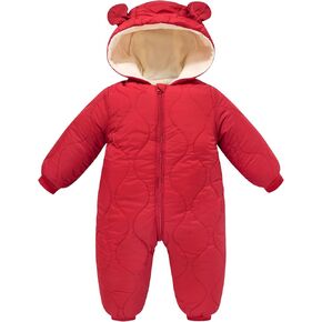 uideazone Baby Boys Snowsuit Newborn Winter Coat Jumpsuit Toddler Warm Hooded Romper for Infant Girls Snow Suit Wear