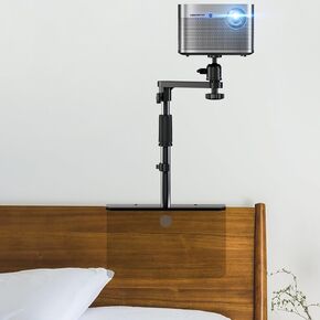 Plug-in Bed Sofa Projector Stand, Height Adjustable Projector Mount Base, 360° Rotation, Universal Bedside Projector Bracket Holder Compatible with Most Projectors with Cable Ties