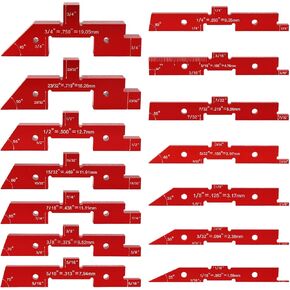 14pcs Metric Router Table Setup Blocks for Woodworking, Precision Setup Block with Size Marking Aluminum Alloy Setup Bars Router Stable Bandsaw Saw Accessories Tools Part Height Depth Angle Gauge Set