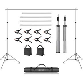 Neewer Backdrop Stand 10ft x 7ft, Adjustable Photo Studio Backdrop Support System for Wedding Parties Background Portrait Photography with 4 Crossbars, 8 Clamps, 2 Black Sandbags and Carrying Bag-GOLD
