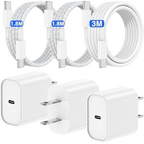 USB C Charger for iPhone 15 Pro Charger Fast Charging, 3Pack 6/6/10FT 20W Type-C Charger Fast Wall Charger Block with USB C to Apple USB C Cable Cord Charging for iPhone 16 15 15 Plus Pro Max - White