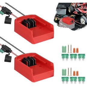 2 Pack Power Wheel Adapter for Milwaukee 18V Battery, Milwaukee power adapter Conversion Kit with Switch, Fuse & Wire Terminals Switch Fuse Holder Kit with 30Amp Fuses, Red