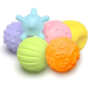 Sensory Balls, Small Balls Infant Toys for 36 Months, Soft Balls for Toddlers 3+, Bathtub Toys for Baby Boys Girls, Rich Colors and Soft Resilience Balls Gift Set