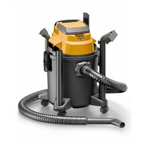 Cordless Shop Vacuum Wet/Dry, for DeWalt 20V Max Battery, 5.2-Gallon Battery Powered Vacuum Cleaner, Yellow, with Hose Nozzles HEPA Filters Wheels (Bare Tool ONLY)