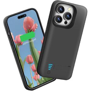 Sitong Battery Case for iPhone 15 Pro Max, 6000mAh Rechargeable Extended Battery Charging/Charger Case, Add 100% Extra Juice (6.7 inch) Black