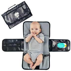 Black & Grey Baby Camo Portable Diaper Changing Pad - Compact Baby Changing Mat for Daily & Travel Parents