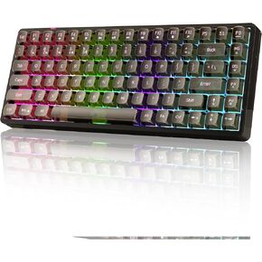 Camiysn Mechanical Keyboard Light84 Black Transparent Keycaps RGB Backlight Triple Mode 2.4GHz/BT/USB-C Wired Gaming Keyboard，for Computer/Desktop/PC/Laptop/Surface/Smart TV and Windows 10/8/7