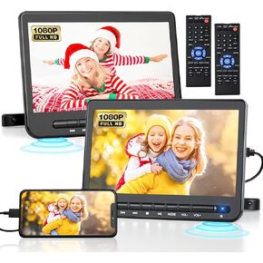 مشغل DVD محمول مزدوج مقاس 10.5 بوصة للسيارة مع مدخل HDMI 1080P، مشغل DVD للسيارة قابل لإعادة الشحن من DESOBRY، شاشة مزدوجة لتشغيل نفس أو فيلمين مختلفين، بطارية 5 ساعات، دعم USB، مدخل/خارج AV in Kuwait