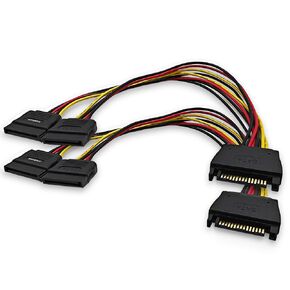 2-Pack 7.8 Inch 15 Pin SATA Splitter Power Cable, One SATA 15 Pin Male Split to Two SATA 15 Pin Female Y-Shape Power Adapter Cable