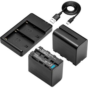 Compatible with Sony NP-F970 Battery,2 Pack Battery and Fast Charger Dual USB for NP-F930 NP-F950 NP-F960 NP-F550 NP-F530 NP-F330 NP-F570