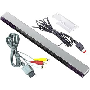 2 in-1 Wii AV Composite Audio Video Cable Wired Infrared Ray Sensor Bar Compatible with Nintendo Wii and Wii U