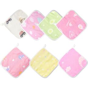 Maveek 7 Pack Baby Muslin Burp Cloths, 6 Layer Baby Washcloths for Baby Girls, Organic Soft Absorbent Newborn Essentials Baby Gifts, Unisex Gender Neutral, for Toddler Shower Bathing Feeding 7 Color