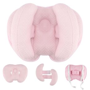 Upgraded 2 in 1 Baby Travel Pillow, Adjustable Banana Shape Baby Neck Head Support Piloow Stroller Insert Cushion for Kids, Toddler, Pink