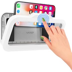 URROY Shower Phone Holder Waterproof One-Touch Open with Strong Adhesive Shower Phone Case Anti-Fog & Sensitive Touchscreen Bathroom Wall Phone Mount Stand Universal Fit for iPhone & Smartphones