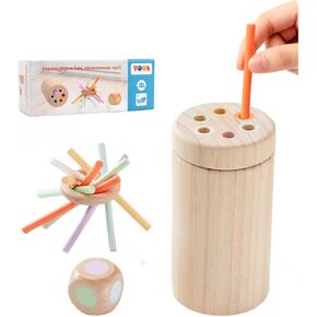 Montessori toys for 1 2 3 year old, Wooden Sensory Toy for Toddler 1-3, Infant Babies 6-12 month, Fine Motor Skill, Color Stick Sorting& Stacking Game, Preschool Learning Activity, Gift for Boy& Girl