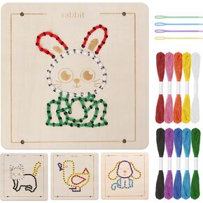 Montessori Wooden Lacing Toys for Toddlers and Kids Ages 2-4 5-7, Sewing Kit Fine Motor Skill Busy Board, Education Sensory Preschool Toy for 1 2 3 4 Year Olds, Birthday Gift for Boys and Girls