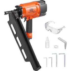 NR2183 Framing Nail Gun 2-Inch up to 3-1/4-Inch Plastic Strip Framing Nails Pneumatic Nailer 21 Degree Aluminum Magazine