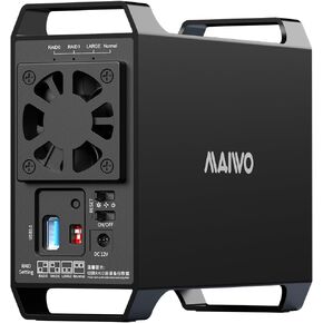 MAIWO Dual Bay Raid Enclosure for 3.5" SATA HDD,2 Bay Hard Drive Enclosure with Cooling Fan,4 Raid Modes,USB3.0 HDD Bay for 44TB Capacity Expansion