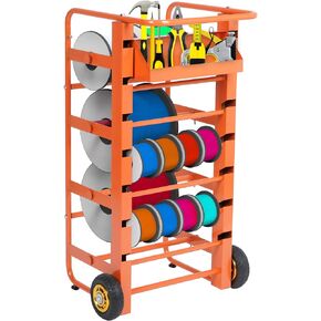 ikare Wire Spool Rack, Cable Caddy Heavy Duty Multi-Spool Wire Rack Dispenser with Wheel, Electrical Wire Spool Holder with Storage Tray for Wiring Storage and Electrical Industrial, 300 lbs Capacity