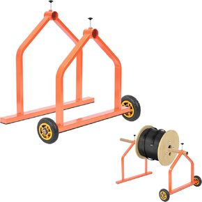 huyear Wire Spool Rack, Portable Cable Caddy, Commercial Industrial Grade Steel Wire Rack Dispenser, Moveable Wire Rack with Wheels, Holds Spools Up to 28" In Diameter, Orange