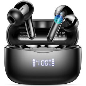 Wireless Earbuds, 2024 Bluetooth 5.3 Headphones Stereo Deep Bass, 56H Playtime with LED Display, IP7 Waterproof in Ear Earbuds, Noise Cancelling Mic Ear Buds, for laptops/tablets/mobile phones/sports