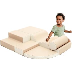 IGLU Soft Play Equipment Climb and Crawl Playground for Kids - 6 XL Forms (Beige/White)