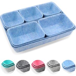 Felt Drawer Organizer Tray, 8 Pack Shallow Desk Drawer Organizer, Save Desk Space Dividers Box for Office Gadgets and Jewelry Storage (Gray)