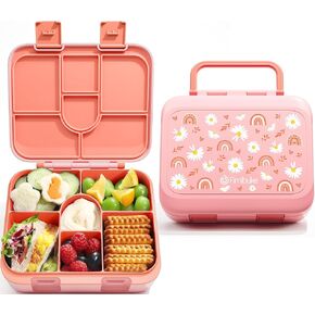 Fimibuke Snack Box for Kids & Toddlers, 6-Compartment Snack Container BPA-Free Small Bento Box Leak-Proof Lunch Box, 32oz Lunchable Food Container for School Travel Picnic, Microwave & Dishwasher Safe