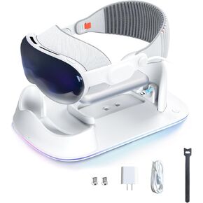 Charging Dock Compatible with Vision Pro, Supporting LED Breathing Lights/Magnetic Charging and Vision Pro Battery Charger Stand,Designed for Apple Vision Pro Stand