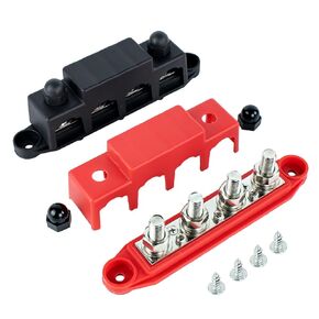 3/8" Power Distribution Connecting Blocks Bus Bar 250A 12V 4 Studs Junction Block Screws Terminals for Automotive Marine Battery