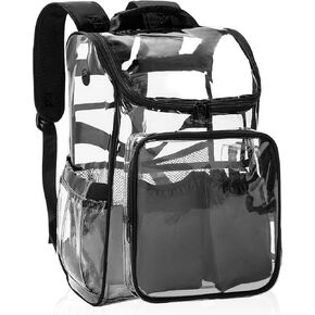 TORIBIO Diaper Bag Backpack, Clear Diaper Bag with Portable Changing Pad, Multifunction Large Travel Mom Backpack with Stroller Straps, Black